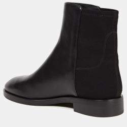 مملوكة مسبقًا Stuart Weitzman Leather and Knit Fabric Ankle Boots Size 39