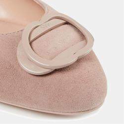 Pre Owned Stuart Weitzman Beige Suede Ballet Flats Size 37.5