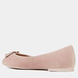 Pre Owned Stuart Weitzman Beige Suede Ballet Flats Size 37.5