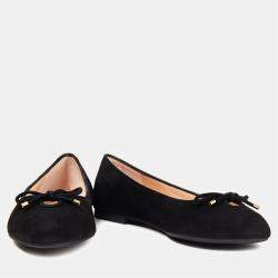 Pre Owned Stuart Weitzman Black Suede Ballet Flats Size 36