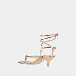 Pre Owned Stuart Weitzman Snakeskin Embossed Leather Thong Slide Sandals Size 38.5