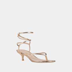 Pre Owned Stuart Weitzman Snakeskin Embossed Leather Thong Slide Sandals Size 38.5