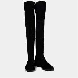 Pre Owned Stuart Weitzman Black Suede Over The Knee Boots Size 40
