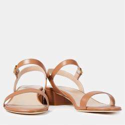Stuart Weitzman Beige Leather Ankle Strap Sandals Size 38