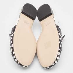 Stuart Weitzman Black/White Woven Leather Riviera Smoking Slippers Size 36