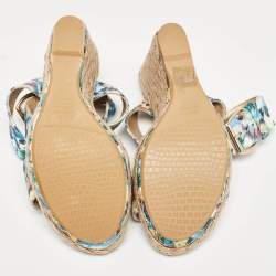 Stuart Weitzman Multicolor Python Embossed Wedge Sandals Size 37