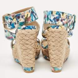 Stuart Weitzman Multicolor Python Embossed Wedge Sandals Size 37