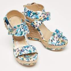 Stuart Weitzman Multicolor Python Embossed Wedge Sandals Size 37