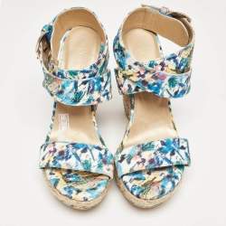 Stuart Weitzman Multicolor Python Embossed Wedge Sandals Size 37