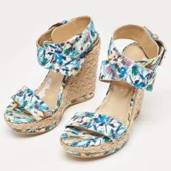 Stuart Weitzman Multicolor Python Embossed Wedge Sandals Size 37