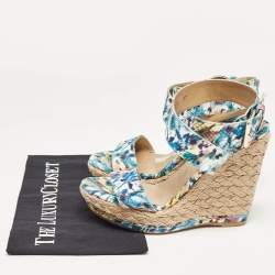 Stuart Weitzman Multicolor Python Embossed Wedge Sandals Size 37