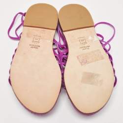 Stuart Weitzman Pink Suede Embellished Lace Up Slide Flats Size 36