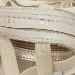 Stuart Weitzman Metallic Leather and Elastic Gladiator Flat Sandals Size 37