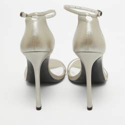 Stuart Weitzman Grey Leather Ankle Strap Sandals Size 38.5