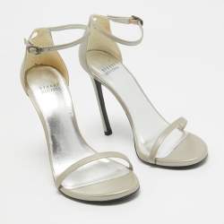 Stuart Weitzman Grey Leather Ankle Strap Sandals Size 38.5