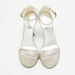 Stuart Weitzman Grey Leather Ankle Strap Sandals Size 38.5