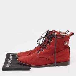 Stuart Weitzman Red Suede and Leather Ankle Boots Size 42.5