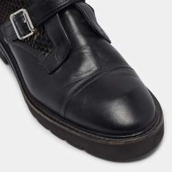 Stuart Weitzman Black Leather and Mesh Buckle Boots Size 42