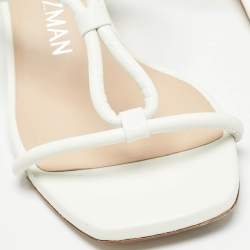 Stuart Weitzman White Leather T Strap Sandals Size 37.5