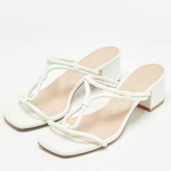 Stuart Weitzman White Leather T Strap Sandals Size 37.5