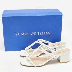 Stuart Weitzman White Leather T Strap Sandals Size 37.5