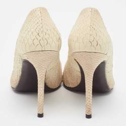 Stuart Weitzman Cream Embossed Python Pointed Toe Pumps Size 39