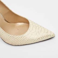 Stuart Weitzman Cream Embossed Python Pointed Toe Pumps Size 39