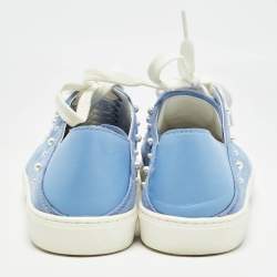 Stuart Weitzman Blue Suede Pear Embellished Lace Up Sneakers Size 39.5