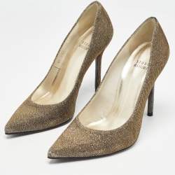 Stuart Weitzman Metallic Lurex Fabric Pointed Toe Pumps Size 36.5