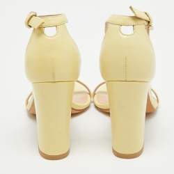 Stuart Weitzman Light Yellow Leather Ankle Strap Sandals Size 36