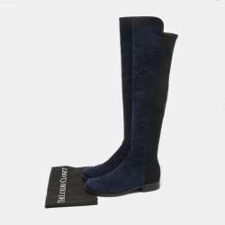 Stuart Weitzman Navy Blue Suede Knee Length Boots Size 38