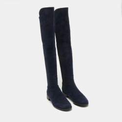 Stuart Weitzman Navy Blue Suede Knee Length Boots Size 38