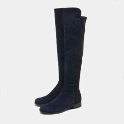Stuart Weitzman Navy Blue Suede Knee Length Boots Size 38