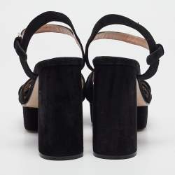 Stuart Weitzman Black Suede Ankle Strap Sandals 41.5