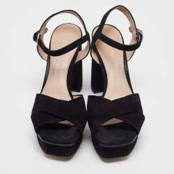 Stuart Weitzman Black Suede Ankle Strap Sandals 41.5