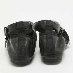 Stuart Weitzman Black Leather Bolshoi Buckle Detail Ballet Flats Size 40
