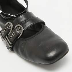 Stuart Weitzman Black Leather Bolshoi Buckle Detail Ballet Flats Size 40