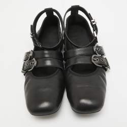 Stuart Weitzman Black Leather Bolshoi Buckle Detail Ballet Flats Size 40