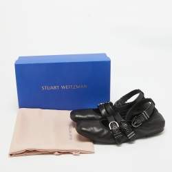 Stuart Weitzman Black Leather Bolshoi Buckle Detail Ballet Flats Size 40