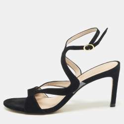 Stuart Weitzman Black Suede Ankle Strap Sandals Size 39