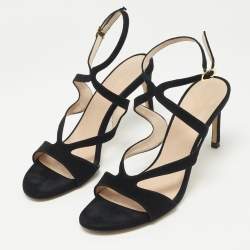 Stuart Weitzman Black Suede Ankle Strap Sandals Size 39