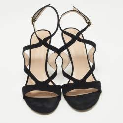 Stuart Weitzman Black Suede Ankle Strap Sandals Size 39