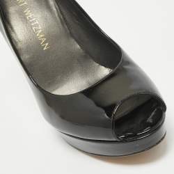 Stuart Weitzman Black Patent Leather Peep Toe Pumps Size 36