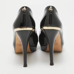 Stuart Weitzman Black Patent Leather Peep Toe Pumps Size 36
