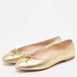 Stuart Weitzman Gold Leather Gabby Ballet Flats Size 36.5