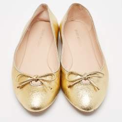 Stuart Weitzman Gold Leather Gabby Ballet Flats Size 36.5