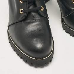 Pre Owned Stuart Weitzman Black Leather Ankle Length Boots Size 39.5