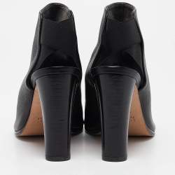 Stuart Weitzman Black Leather Cutout Elastic Booties Size 39
