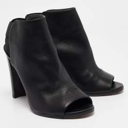 Stuart Weitzman Black Leather Cutout Elastic Booties Size 39