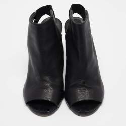 Stuart Weitzman Black Leather Cutout Elastic Booties Size 39